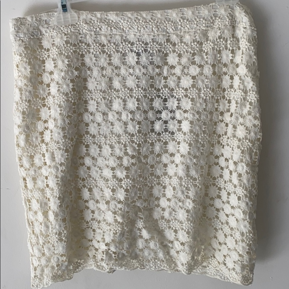 Cream White Crochet Skirt